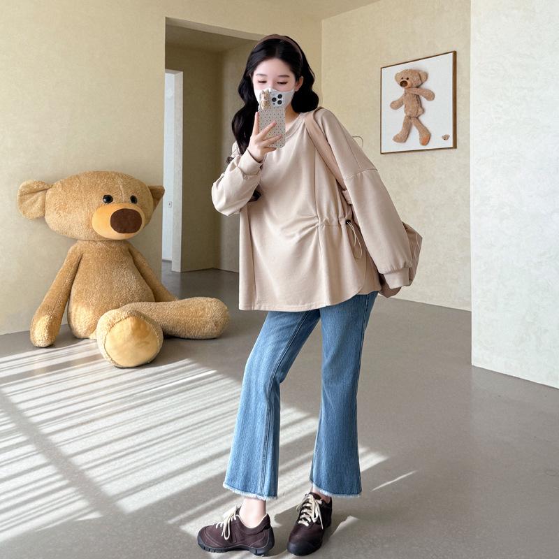 2026 Spring/Autumn Loose Round Neck Irregular Long Sleeve Sweatshirt L