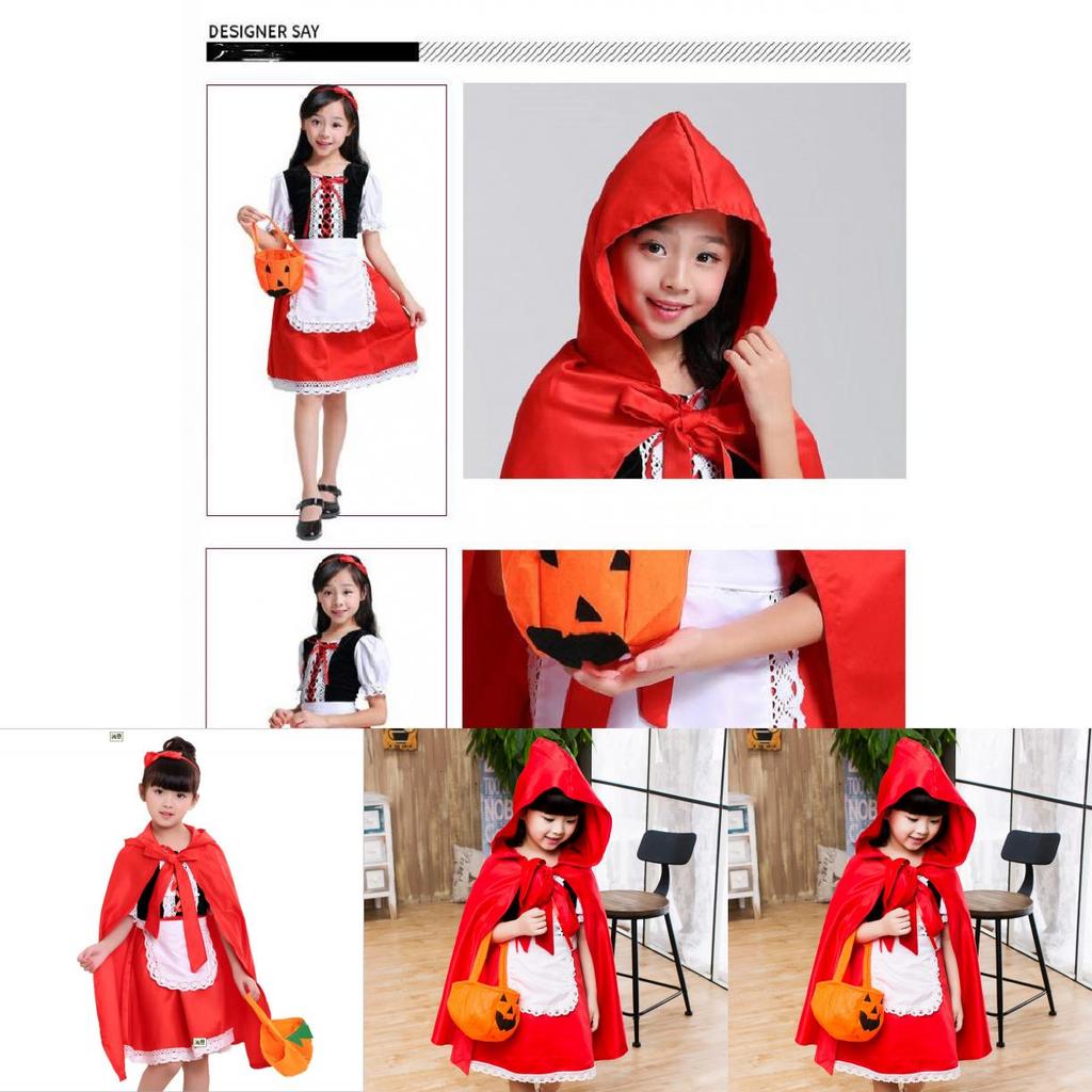 Little Red Riding Hood Princess Dress Halloween Fairy Tale Costume For Children