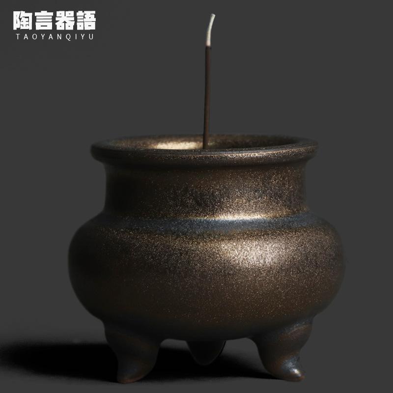 

Black Gold Three-legged Incense Burner Mist Smoking Steamers Incense Burners Meditation Censer Teaware Services Decoration Gift