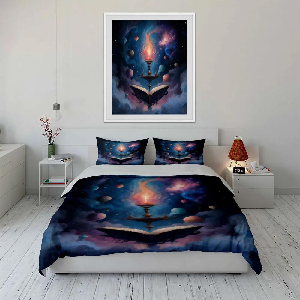 Mystical Book and Candle Set Soft Comfortable Duvet Cover Bedding Set Included 1*Duvet Cover & 2*Pillowcases Gift
