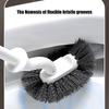 Compact Bathroom Brush and Holder Set for Deep Scrubbing In Tight Space Curved Design Toilet Bowl Scrubber Long Handle