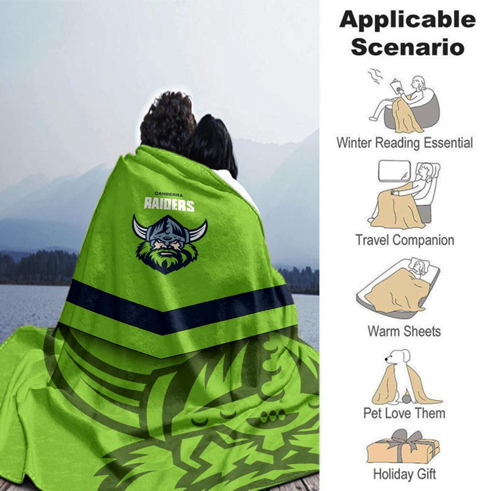 Canberra Raiders Logo Print Flannel Blanket High Quality Warm Comfortable Cover for All Seasons Perfect for Gifts Home Decor
