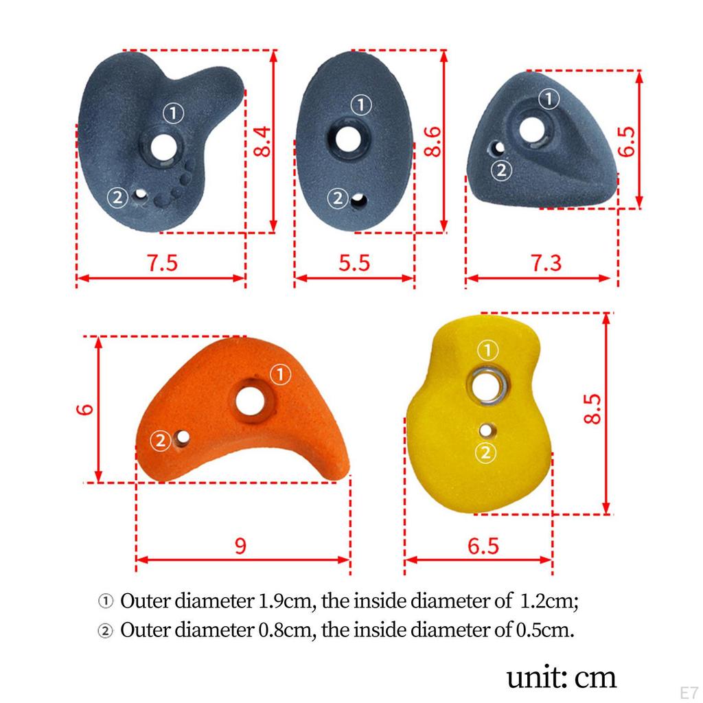 5 Rocks, Rock Wall Climbing Sets with Mounting Material, Brackets, Holds for,