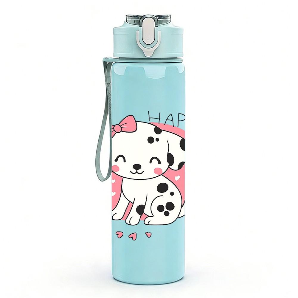 1PC Happy Dalmatian Dog Art 750ml Color Plastic Sports Water Bottle Leakproof Flip Straw Lid Suitable for Sports Office Home Use