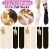 1/2Pairs Cartoon Cat Socks Japanese Middle-tube Socks Breathable Soft Cotton Sleep Socks Female Summer Outside Sock Novelty Gift