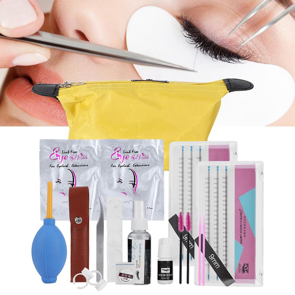 Eyelashes Grafting Tool Set Eyelash Extension Glue Tweezer False Eyelash Kit (8mm+8mm)