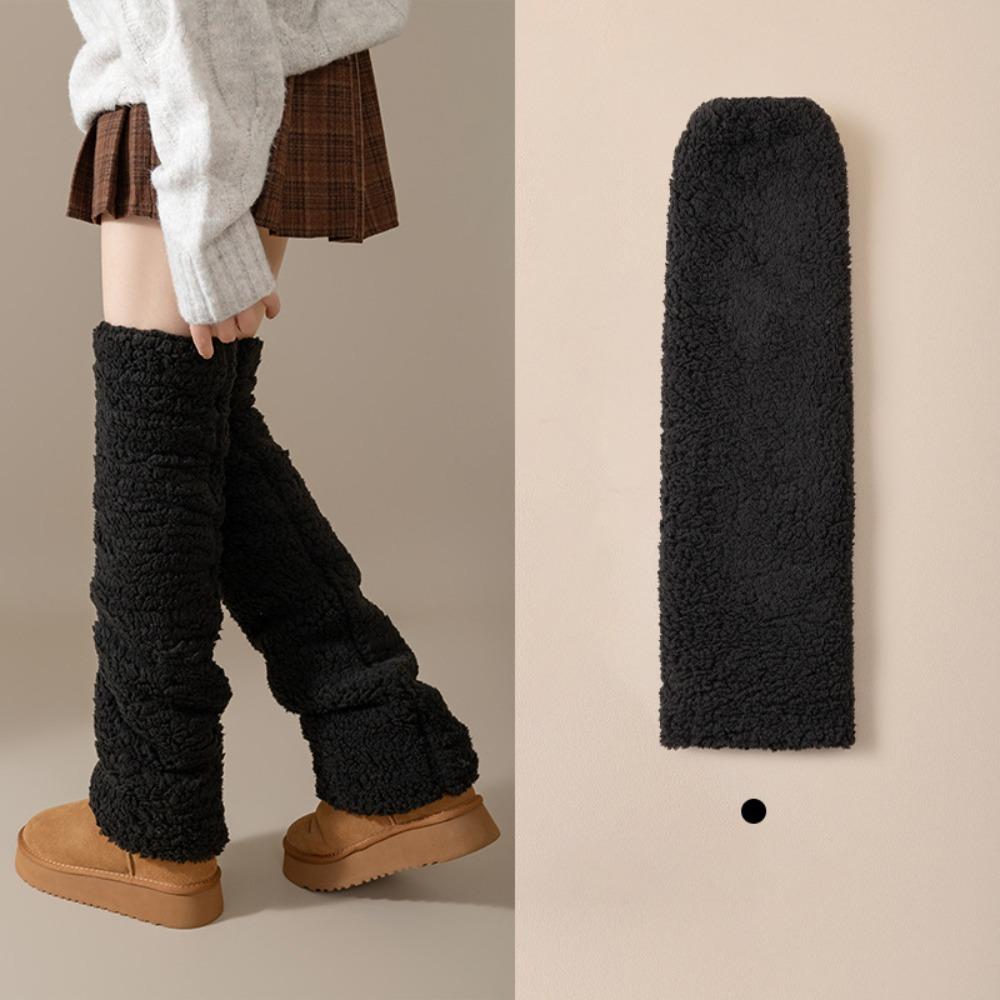 

Шкарпетки до коліна з коралового флісу, довгі нарукавники для ніг, смішні зимові шкарпетки для сну чорний