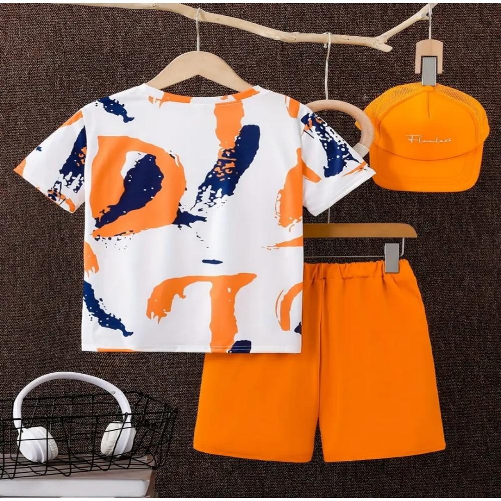 Модный летний детский летний комплект, спортивный комплект, комплект из двух предметов: футболка с мультяшным принтом и шорты, повседневный комплект с 3D-цифровой печатью, удобный 150
