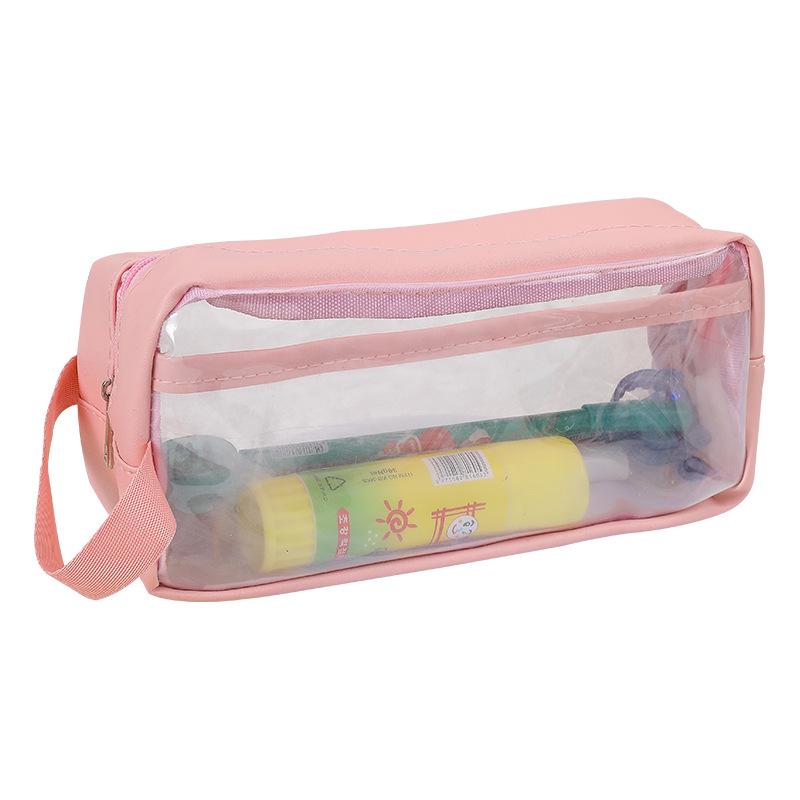 Large Capacity Double-Layer Transparent Milk Salt Pencil Case for Students - High Appearance Value, Japanese Style Stationery Box
