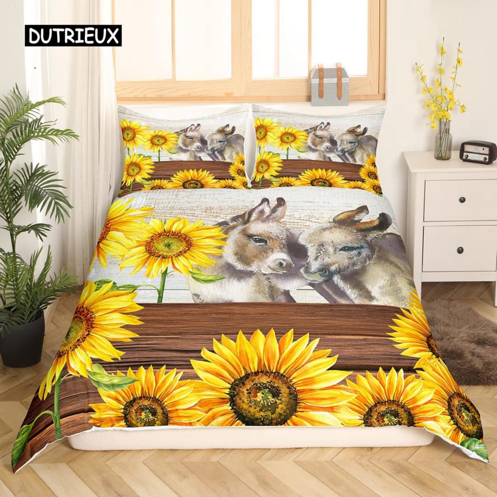 Schaf-Bettbezug, King-Queen-Size, schönes Bettwäscheset mit Bauernhoftieren für Kinder, Teenager und Erwachsene, weiße Ziege, 2/3-teilig, Bettbezug, Kissenbezug