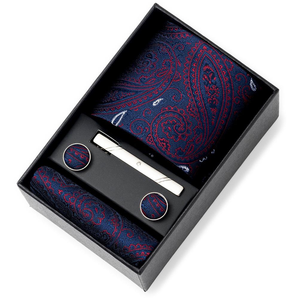 Men'S Tie Net Color Striped Jacquard Yarn Business Professional Tie Set Men'S Gift Box