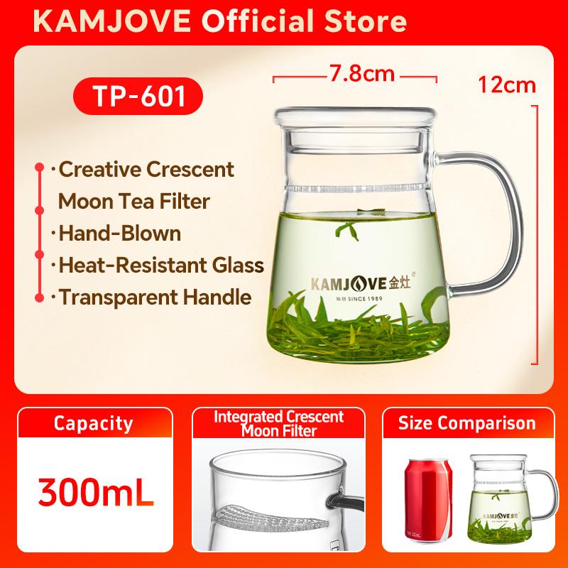 

KAMJOVE Полумесяц Жаростойкий Стеклянный Стакан для Воды с Ручкой Чайная Чашка Чашка для Отделения Чая 300 мл Чашка для Заваривания Зеленого Чая Чайник Офис 300ml