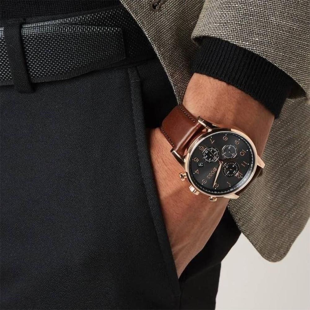 Hugo Boss 1513496 Orologi da Uomo al Quarzo Quadrante Nero 44 MM + Scatola