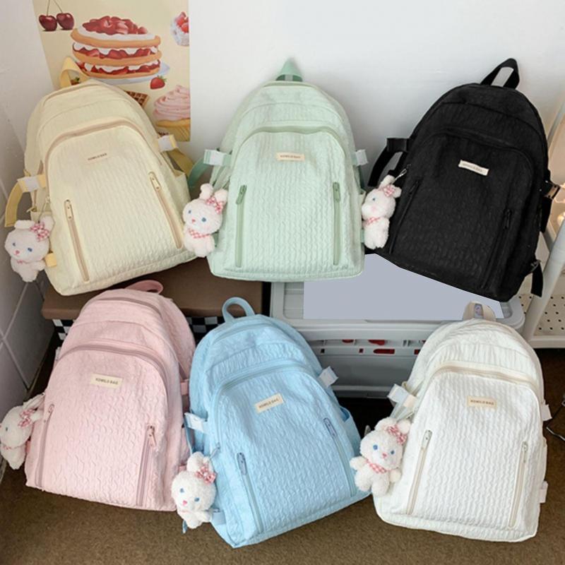 Students Backpack Large Capacity Waterproof Fashion Letter Solid Color Girls Teenage Casual Schoolbag Bookbag School Supplies
