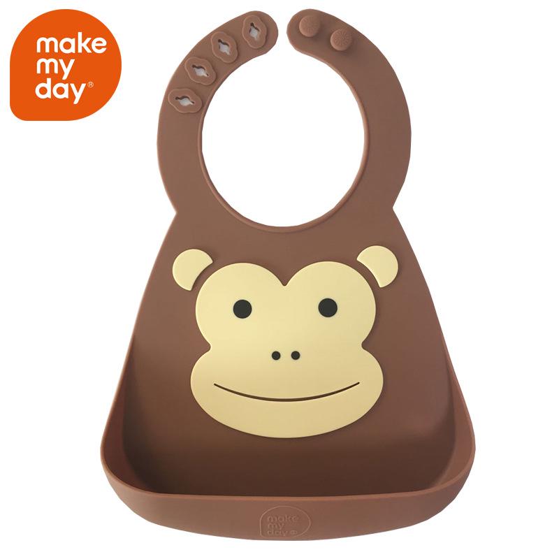 Babero de Silicona 3D a Prueba de Fugas 'Make My Day' para Bebé
