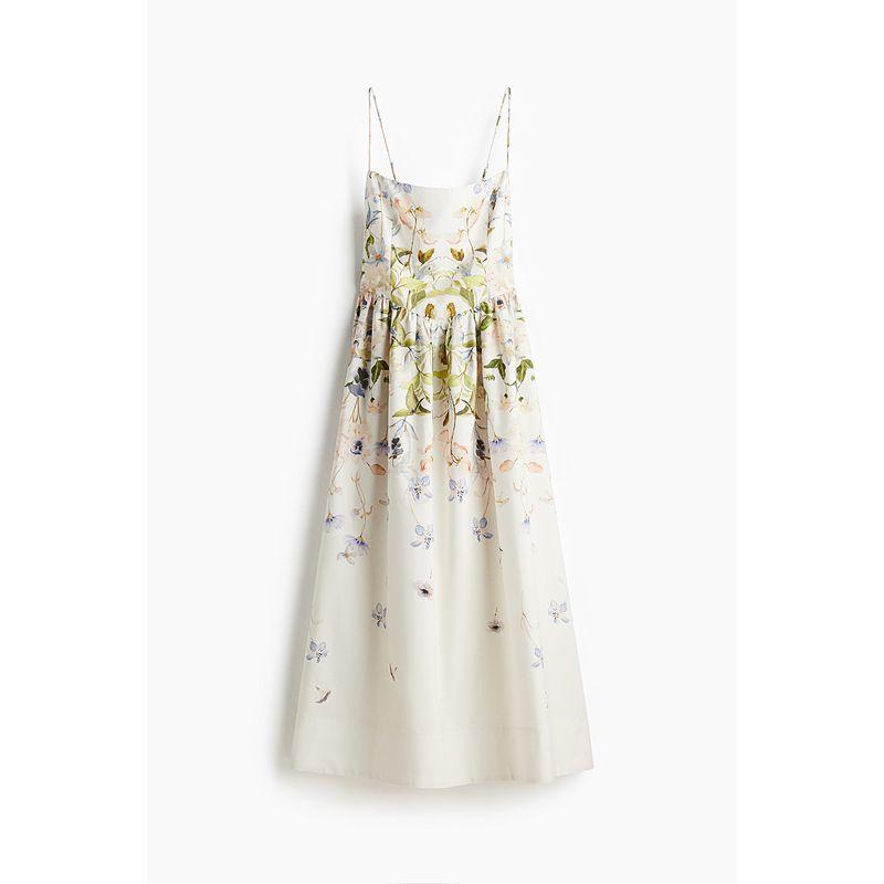 

Женская одежда HM Платье Летнее Новинка Французский квадратный вырез Без рукавов Праздничное Растительный принт Платье на бретелях 1268173 White/Florals 155/76