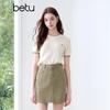 Betu Women's Summer Heart Embroidered Short Sleeve Knit Top