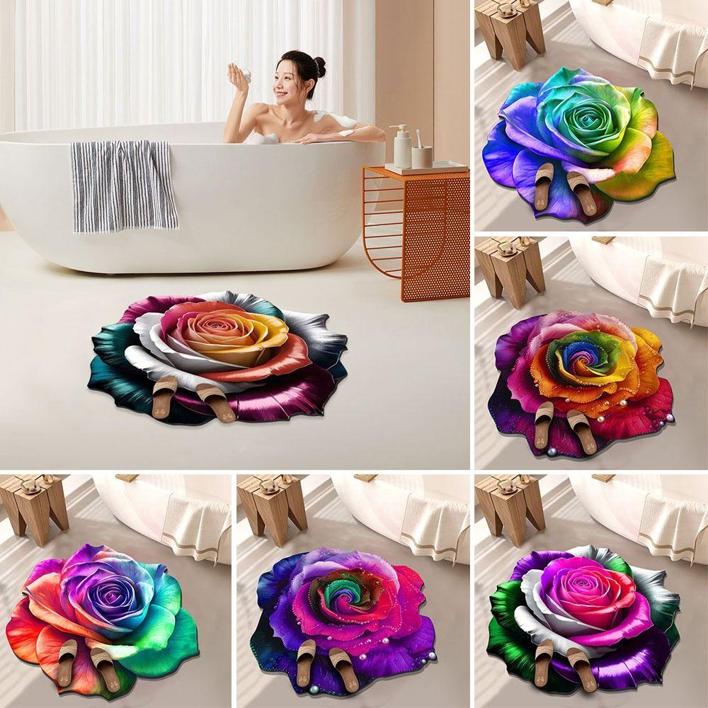 Soft Peony Floor Mat Non-slip Bathroom Floor Mat Door Gasket  for Living Room Tea Table Bedside