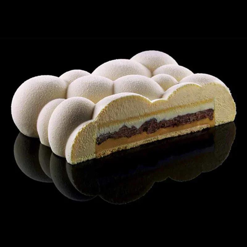 3D Square Cloud Cake Mold Cloud-shaped Baking Pan White Silicone Mousse Baking Cake Dessert Mould