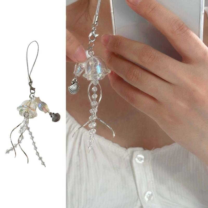 Jellyfish Phone Charm Keychain Pendant Phone Strap Acrylic Texture Phone Chain Suitable for Fashion Enthusiasts Present