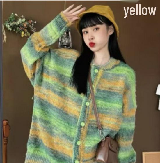Men's Retro Gradient Color Block Cardigan - Trendy Autumn/Winter Knitwear