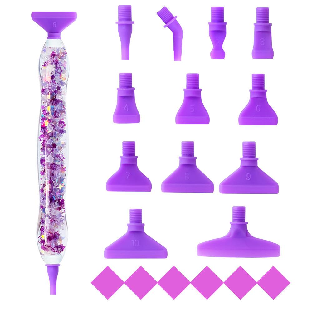 Glow Diamond Painting Pen Set with 12 Threaded Plastic Tips Luminous Rhinestone Picker Tool for DIY Crafts Nail Art