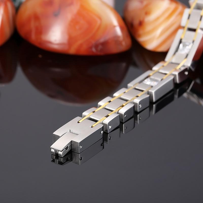 12mm gebürstetes Armband CZ Schmuck Geburtstagsgeschenke für Freund Vergoldetes Edelstahl-Kettenarmband für Männer