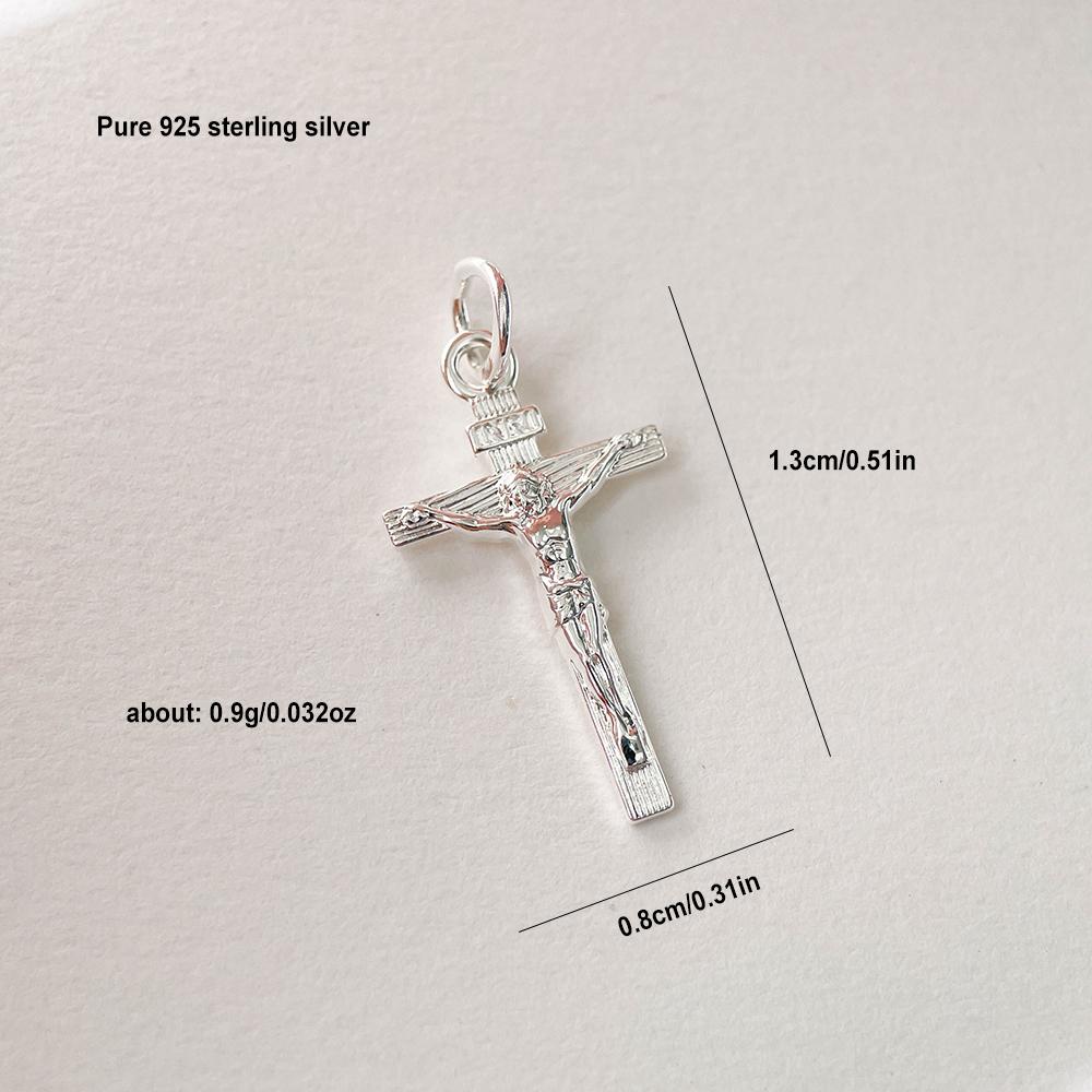 Pure Real 925 Silver Cross Pendant Necklace For Women Girl Men Jewelry Eternal Spiriti Faith Power Passion Of Jesus
