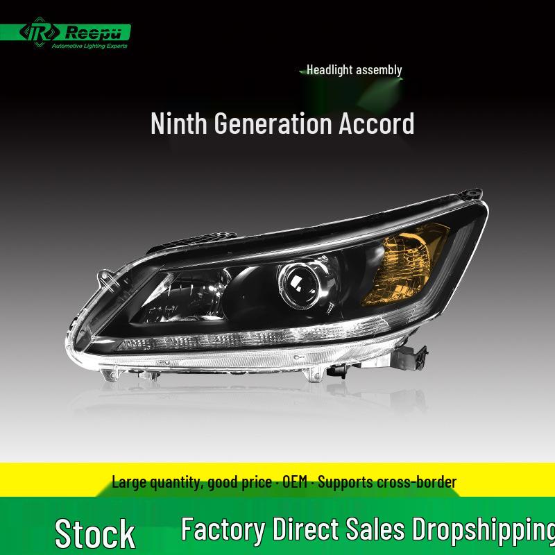 Compatible Headlight Assembly for 2013-2015 Honda Accord - 9th Gen, All Trims, Original Front Headlights