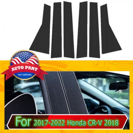 Carbon Fiber Window Pillar Posts Trim Covers 6PCS Fits Honda CRV 2017-2022 CR-V