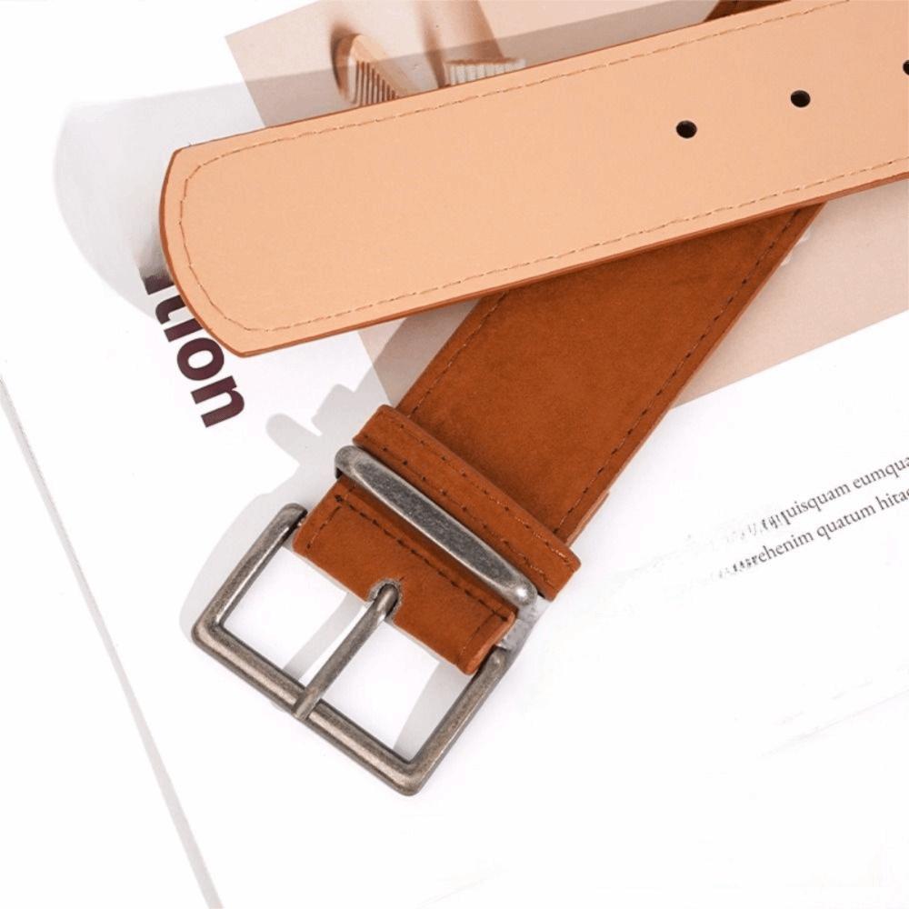 Casual Suede Leather Belt Pin Buckle Waistband Versatile Thin Waist Belt  For Women