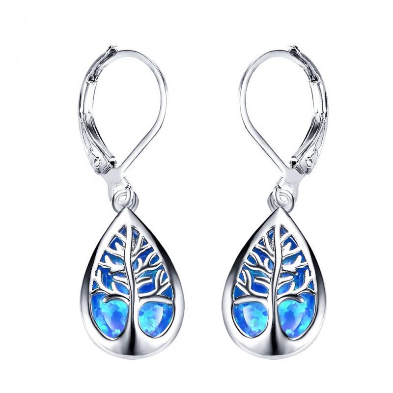 Earrings White Tree of Life Droplet Leaves Ear Buckles Female Versatile