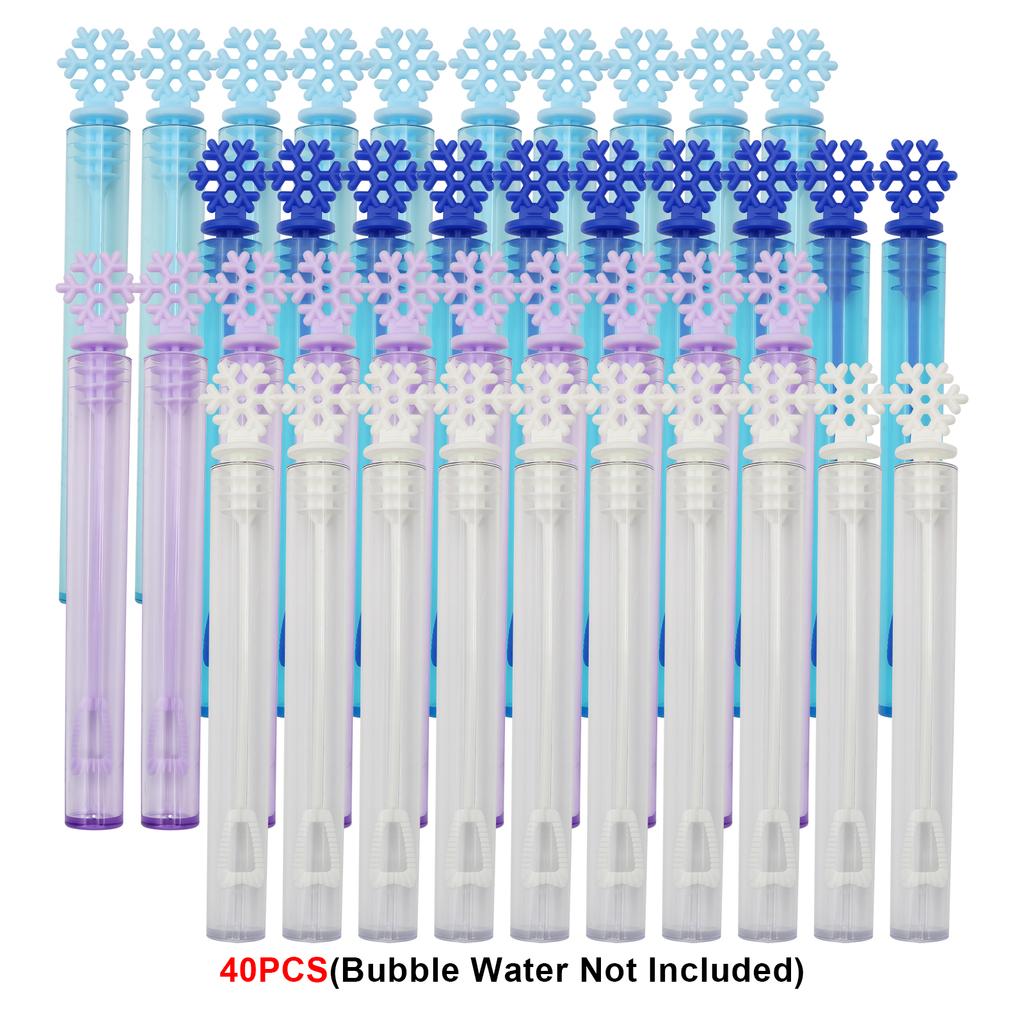 20/40pcs 4 Colors Snowflake Mini Bubble Wands Assortment Party Favors Toys  Summer Outdoor Gifts for Girls Boys ( No Bubble )