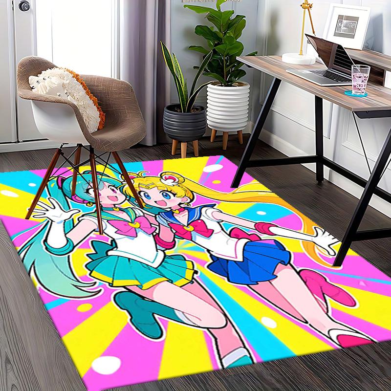 1pc Sailor Moon and Sailor Venus Anime Cartoon Design Office Chair Mat - Non-Slip Carpet for Home Decor, Suitable for All Seasons.O049