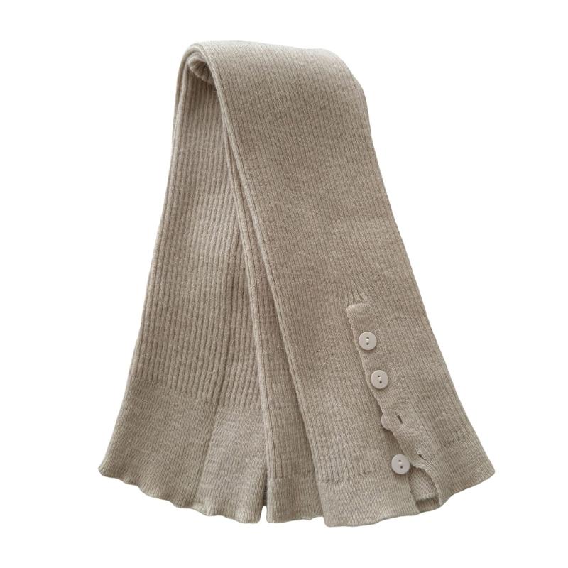 Women's Slouchy Leg Warmers with Side Split Buttons Solid Color Ribbed Knitted Leg Covers Footless Knee Length Socks