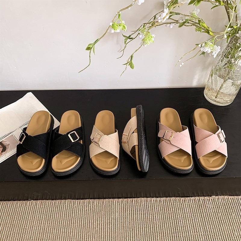 Flat-bottomed Cross-strip Flip-flops, New Style Women's Beach Sandals, Women's Shoes