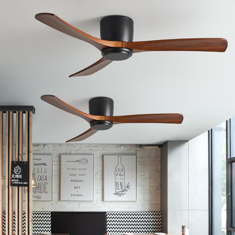Nordic Minimalist Variable Frequency Fan Living Room Bedroom Solid Wood Ceiling Fan Creative Villa Hotel Decoration Fan