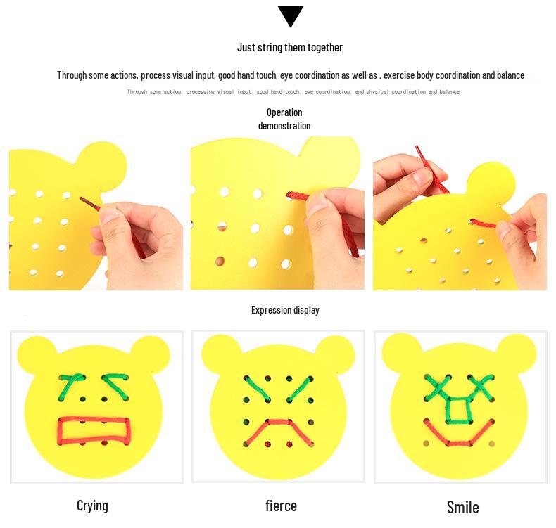 Changeable Shape Lacing Board: Multifunctional Educational Toy for 3+ Years