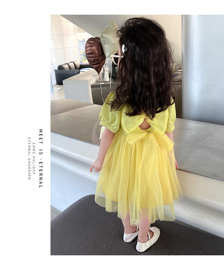 Girls' summer dress new Korean version baby girl children's back bow skirt princess dress summer