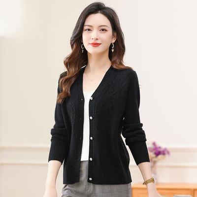 Women's Premium 100% Pure Wool V-Neck Short Cardigan