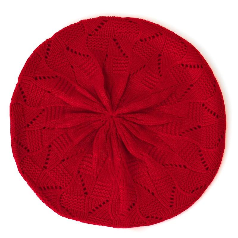 [Elegantní ručně pletená čepice] Celoroční šik pletený baret pro ženy - Lehký, prodyšný, 100% polyester, pouze ruční praní