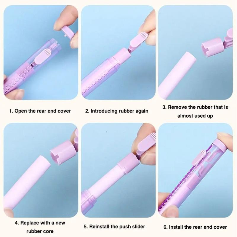 Press The Eraser Set Without Traces for Students Creative Retractable Eraser Student Gift Stationery