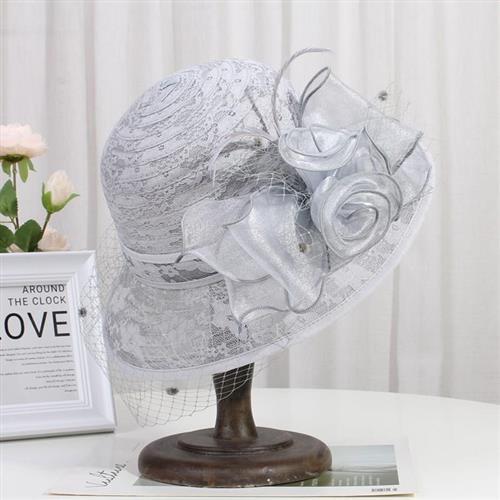 Retro French Hat Socialite British Summer Sun Hat Lace Flower Basin Mesh Sunshade Fisherman Style For Women