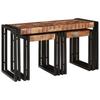 Nesting Table Set 3 Pcs Solid Recycled Wood and Metal