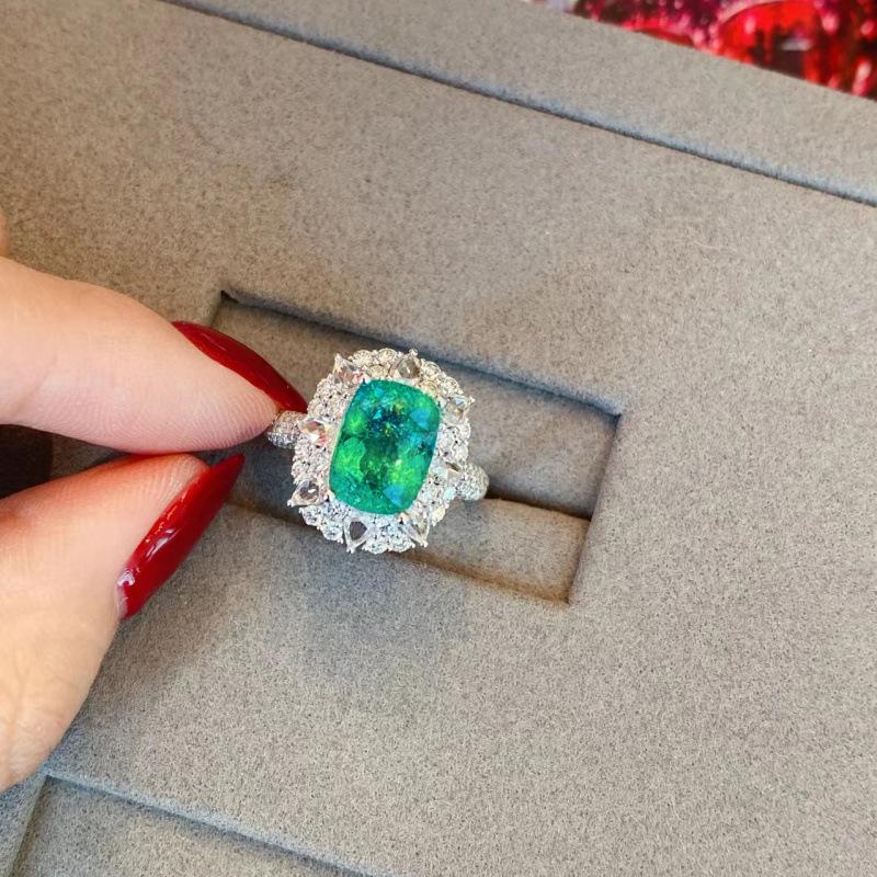 Emerald-Colored Gem Adjustable Women s Ring - European American Retro French Style, Versatile Index Finger Accessory, Internet Celebrity Trend. Size 6