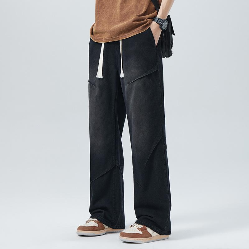 

Товстун, еластичний ремінь на талії плюс джинси жирного розміру. Чоловічі модні брендові прямі трубки. Вільні повсякденні стрейч-штани XXXL чорний