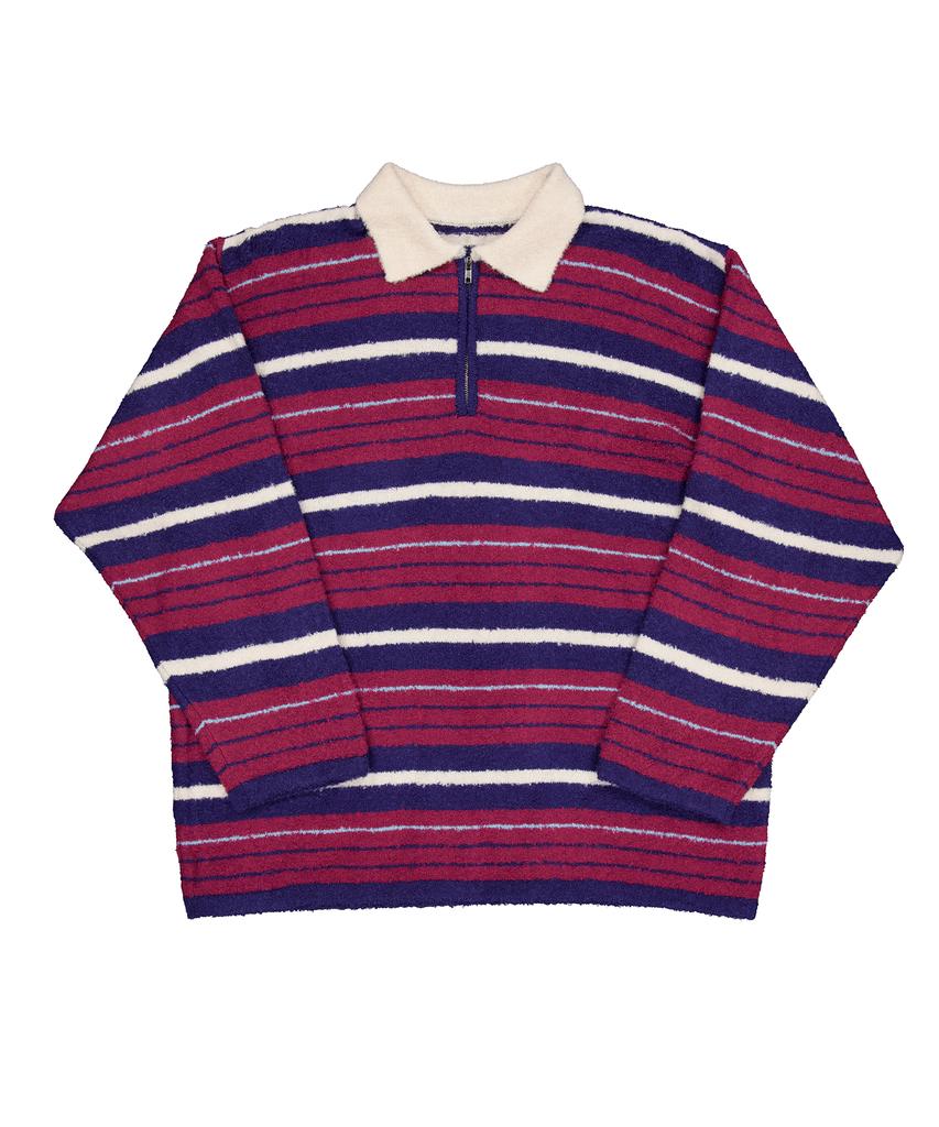 Peulaentigseobiseu Striped Half Zip Knit - Burgundy