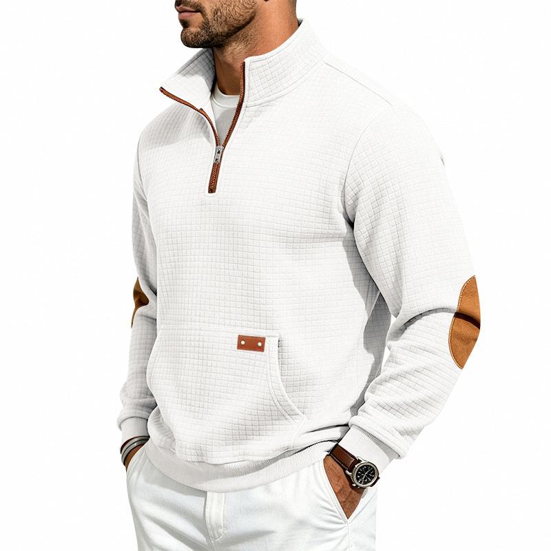 Men's Vintage Half Zip Sweatshirt Stand Collar Relaxed Fit Casual Autumn Winter Pullover