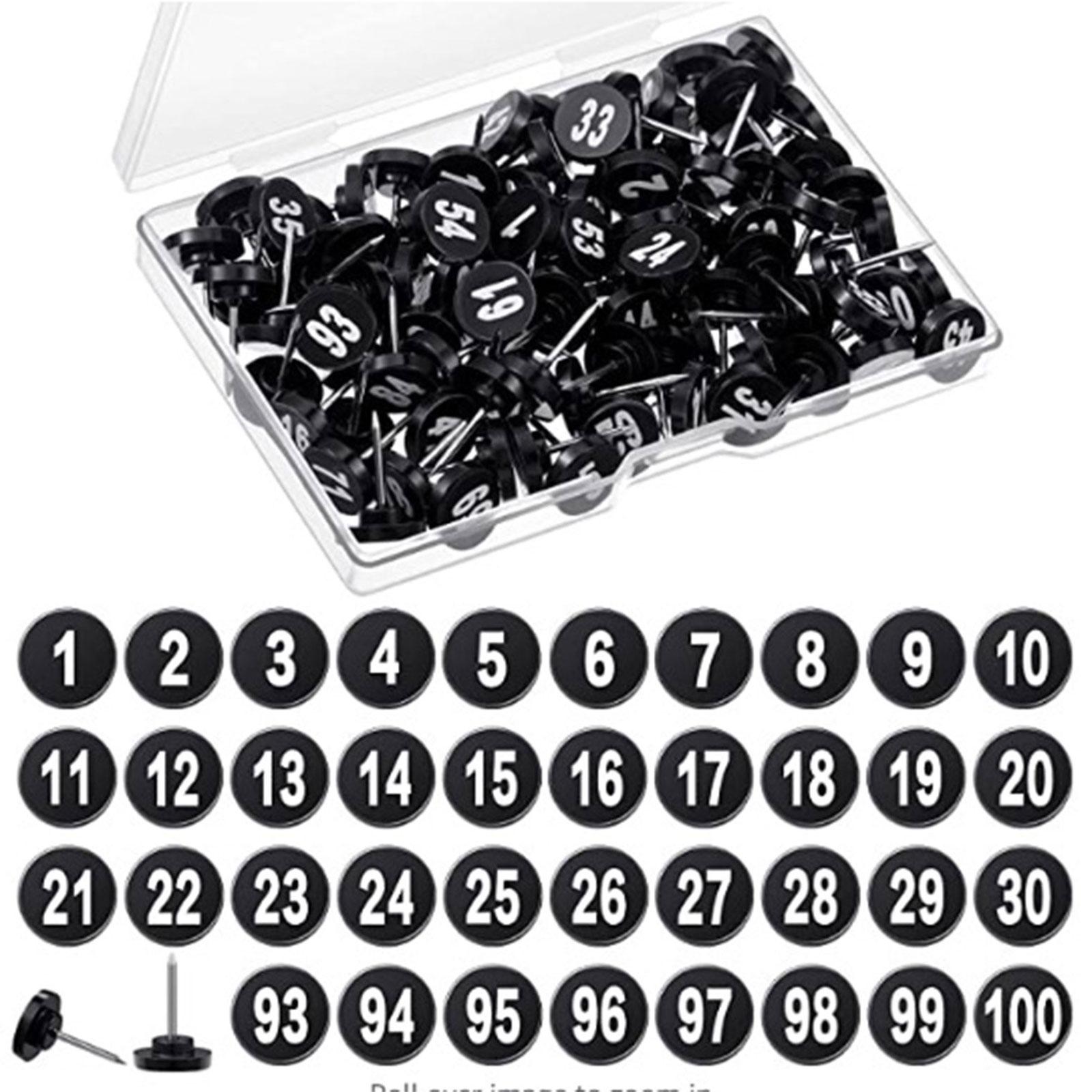100 sztuk numerowanych pinezek od 1 do 100 Pinezka do map 6,3 cala Okrągła Dekoracyjna Szpilka do tablicy korkowej DIY Ściana ze zdjęciami czarny