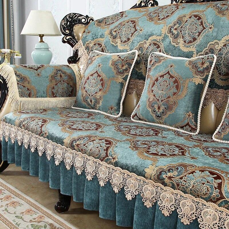 European Luxury Jacquard Sofa Cover Non-Slip Cushion for 1/2/3 Seats All-Season Living Room Slipcover Home Decor